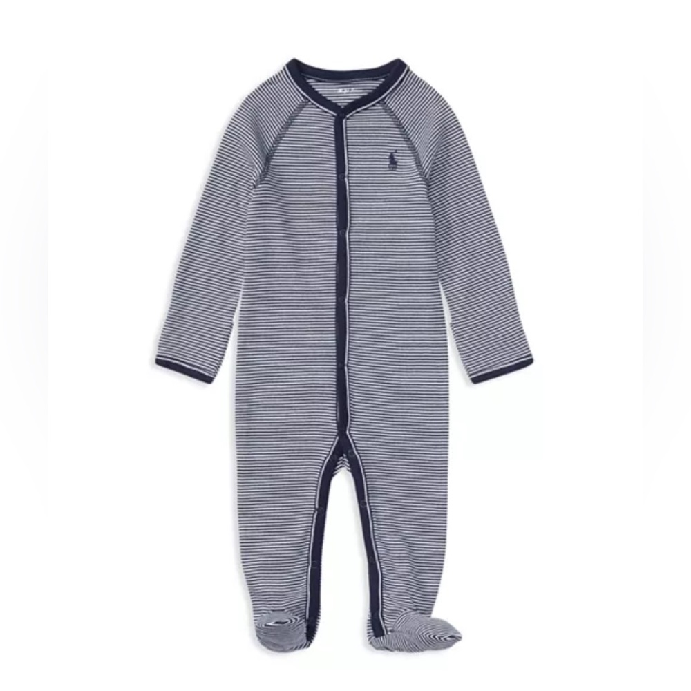 Ralph Lauren Baby Boy Striped Cotton Footed Coverall
3 month boy with hat.